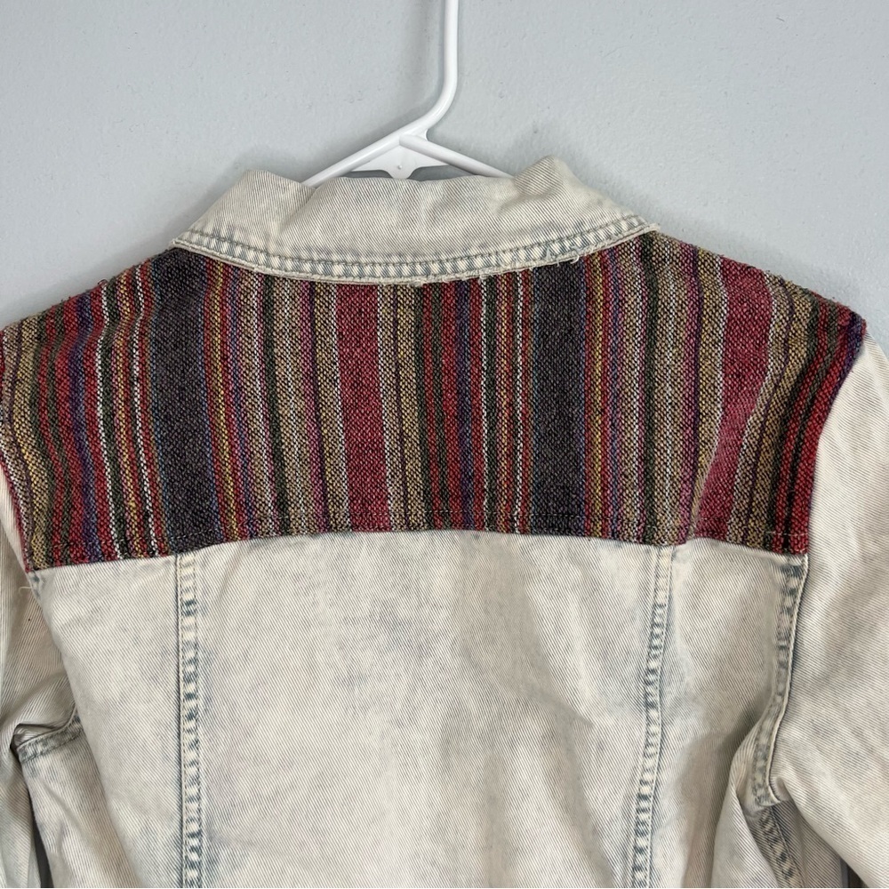 Free People Womens Baja Jean Jacket Trash White Wash Denim Sz 6 Distressed - Picture 12 of 16